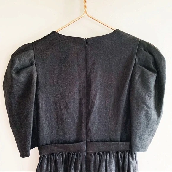 Black Halo Eve Black Puff Sleeve Cocktail Dress Bow Detail 80s Vintage Inspired - Picture 8 of 14